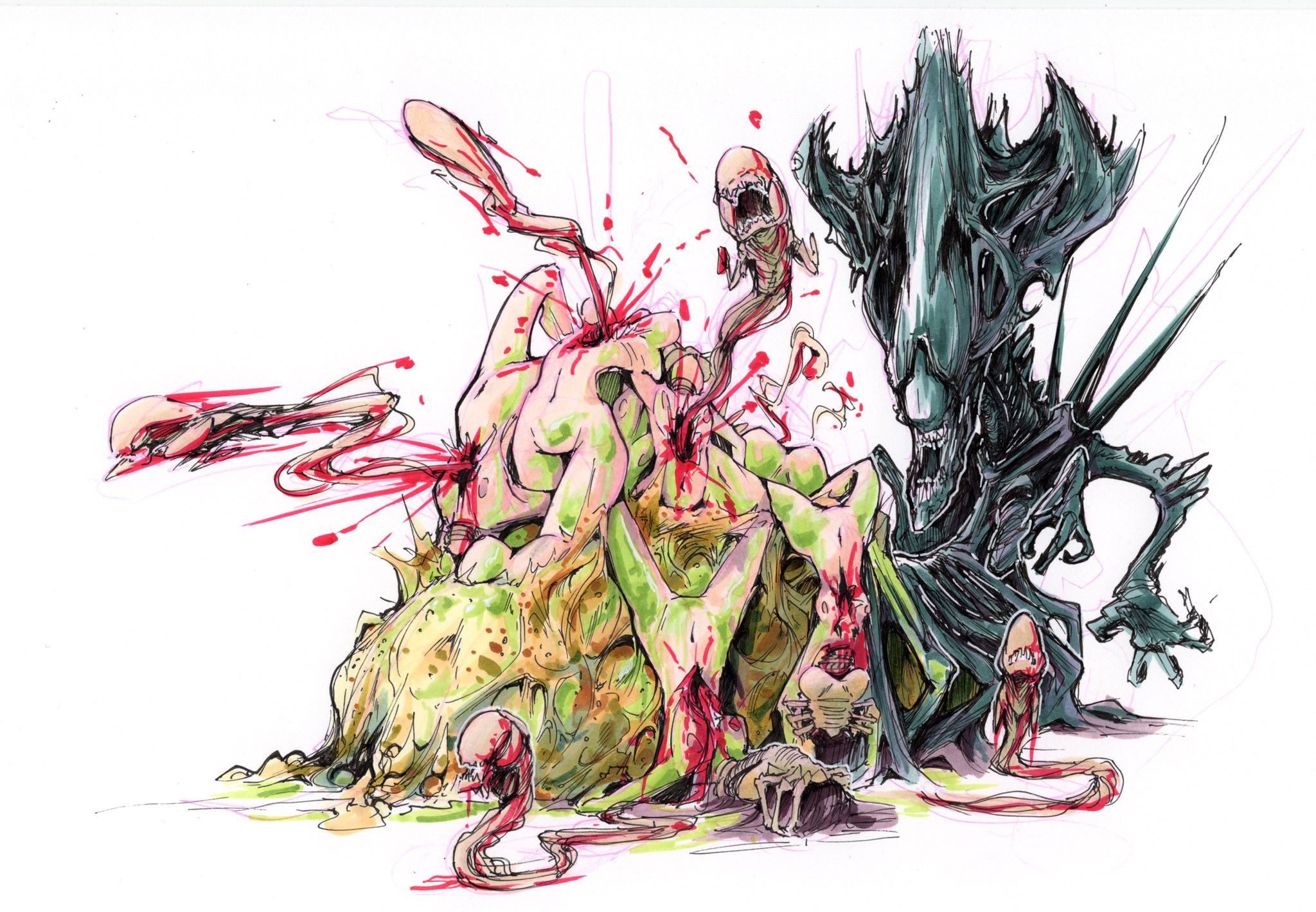 Alien, Alien_Queen, Facehugger, Tableguy, Xenomorph