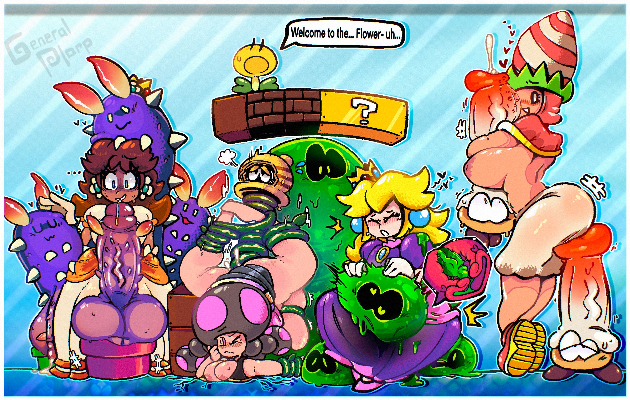 GeneralPlorp, Poplin, Princess_Daisy, Princess_Peach, Sproing