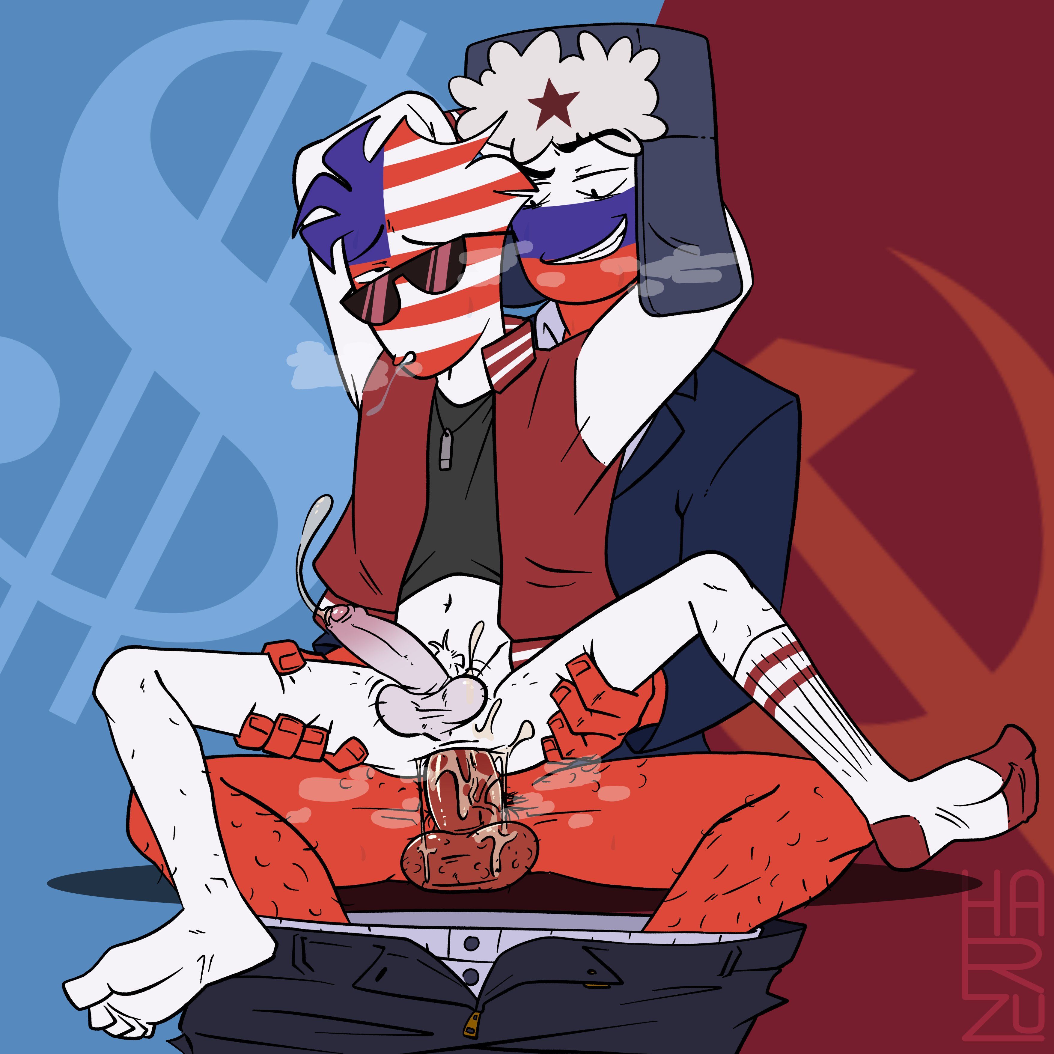 America, Countryhumans, Harzu, Russia, USA
