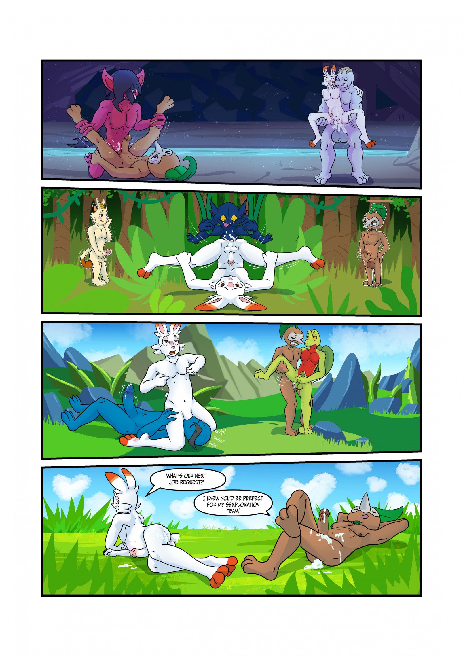 Machoke, Meowth, Morgrem, Nuzleaf, Porkyman