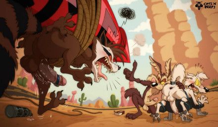 rocket_raccoon, wile_e._coyote, ziggy_(wolfbard), acme, acme_products