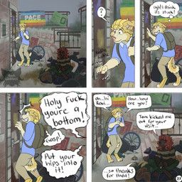 jeremy_(kriek_wildebeest), ravi_(kriek_wildebeest), kriek_wildebeest, 5_panel_comic, anthro