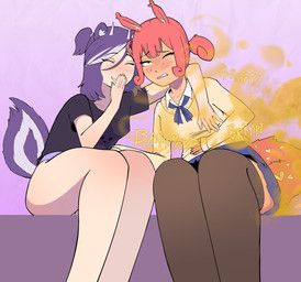 loltie_(arejay), arejay, 2_horns, animal_humanoid, arm_around_neck