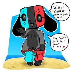 switch_dog, male_swimwear_challenge, nintendo, nintendo_switch, half_dime