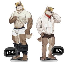 seatohao, abs, anthro, beard, biceps