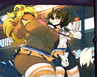 tamyra, animal_genitalia, anthro, bear, beverage