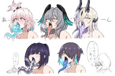 andreana_(arknights), asbestos_(arknights), doctor_(arknights), ho'olheyak_(arknights), kirara_(arknights)