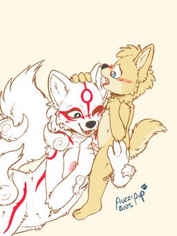 amaterasu_(okami), capcom, okami_(capcom), auzzipup, blush