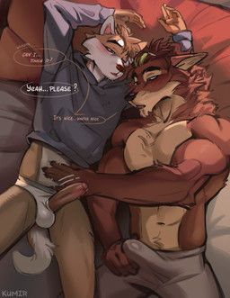 kumir, anthro, bed, biceps, black_nose