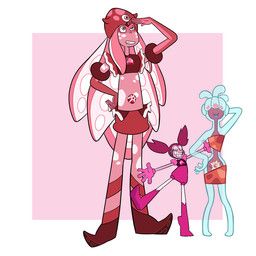 coral_(lazy-obsidian), fan_character, orange_spodumene_(steven_universe), spinel_(steven_universe), cartoon_network
