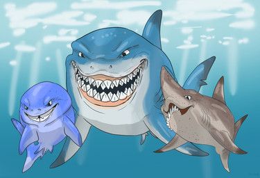 anchor_(finding_nemo), bruce_(finding_nemo), chum_(finding_nemo), disney, finding_nemo