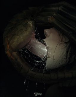 alien_(franchise), nyuunzi, alien, black_hair, black_lipstick