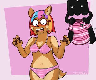 melody_nosurname, makeship, cj_the_otter, anthro, blonde_hair