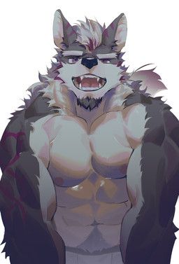 seatohao, abs, anthro, barazoku, beard