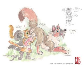 chomper_(puss_in_boots), kitty_softpaws, perrito_(puss_in_boots), puss_in_boots_(dreamworks), dreamworks