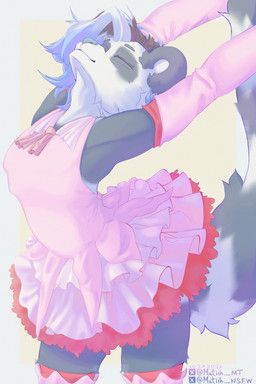 matiih, anthro, arms_above_head, bear, blue_hair