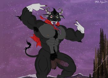 krampus, christmas, kmka, abdominal_bulge, abs