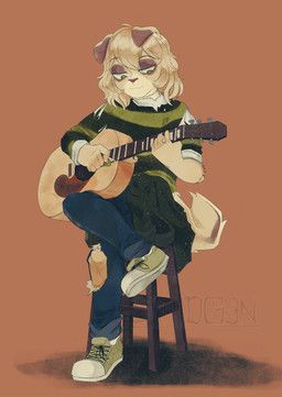 smidg3n, acoustic_guitar, ambiguous_gender, anthro, blue_bottomwear