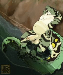 sweetbitters, alligator, alligatorid, anthro, balls