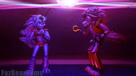 glamrock_foxy_(fnaf), roxanne_wolf, disney, earth_wind_&_fire, five_nights_at_freddy's