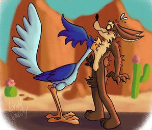 road_runner_(looney_tunes), wile_e._coyote, looney_tunes, warner_brothers, grim_ghosty
