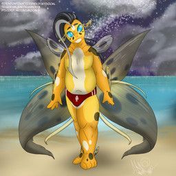 ebb_goldling_(fledgedragonfox), fledgedragonfox, anthro, aquatic, clothed