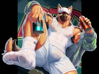 redd_fur, 5_fingers, 5_toes, amber_eyes, anthro