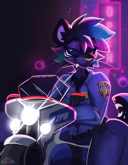 rose_puppies, anthro, badge, belt, blue_clothing