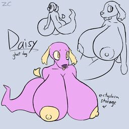 zerocloak, anthro, big_breasts, blep, breasts
