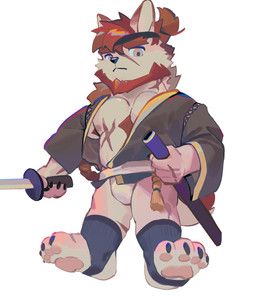seatohao, accessory, anthro, arm_scar, asian_clothing
