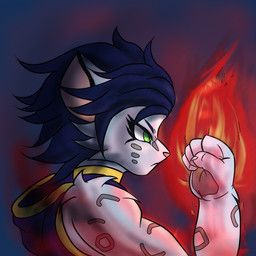 lilith_ashbluff, sinisterslyfox, anthro, blue_hair, clothing