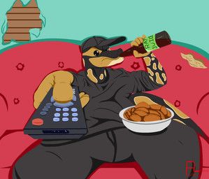 beavis_and_butt-head, sipping_beer_on_a_couch_stock_image, flightlesslizard, anthro, ball_python