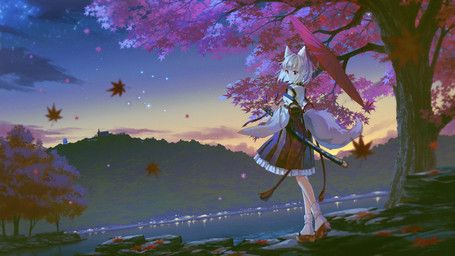 momiji_inubashiri, touhou, banjie_(artist), animal_humanoid, armwear
