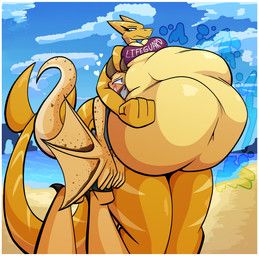 els3d, after_vore, anthro, aquatic, beach
