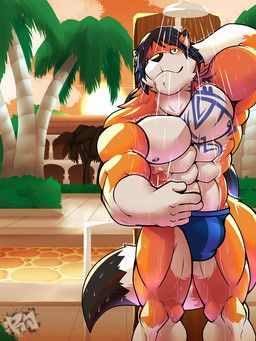 alty, resondog, abs, anthro, bathing