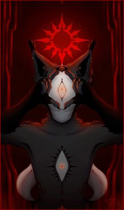 maiaxdxmon, 4_fingers, abstract_background, anthro, backlighting