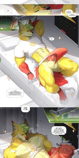 rommel_(rommyfoxx), bluch_(artist), abs, ambiguous_fluids, anthro