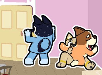 bandit_heeler, chilli_heeler, bluey_(series), shenhibiki, 3_fingers