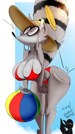 uva_the_raccoon, tobitobi90, anthro, avian, beach