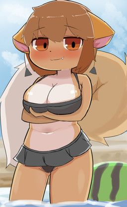 majideyabe87679, anthro, big_breasts, big_tail, bikini