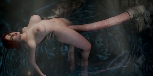 triss_merigold, the_witcher, masterkabal, abdominal_bulge, all_the_way_through