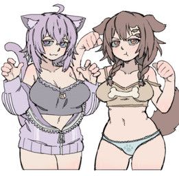 inugami_korone, okayu_nekomata, hololive, vtuber, pantsu-ripper