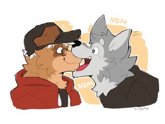 its_stardog, anthro, bite, black_clothing, black_hat