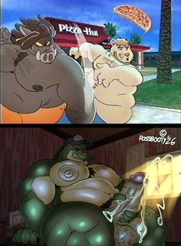 background_character, eric_strongarm, fat_bitches_fighting_over_food, pizza_hut, possbooty