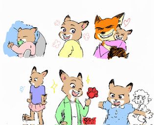 judy_hopps, juniper_wilde_(sunnypompom06), nick_wilde, disney, zootopia