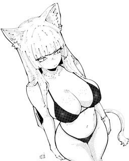 miregeist, animal_humanoid, bangs, big_breasts, bikini