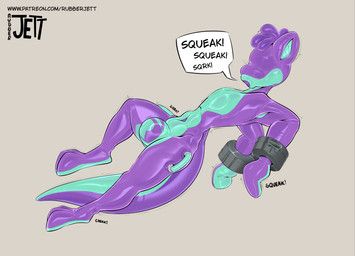rubberjett, bimbofication, breasts, bulge, carnivoran