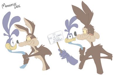 road_runner_(looney_tunes), wile_e._coyote, looney_tunes, warner_brothers, monocerus