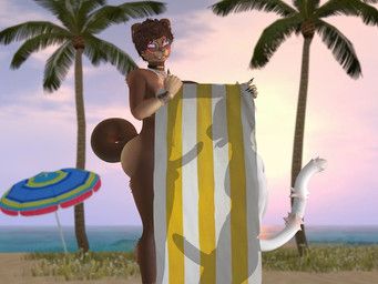 second_life, anthro, beach, bodily_fluids, canid