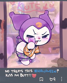 kuromi, halloween, onegai_my_melody, sanrio, ligma_(artist)
